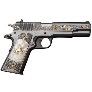 Colt Aztec Jaguar Knight 38 Super Auto 5in Blued/Engraved Pistol - 9+1 Rounds