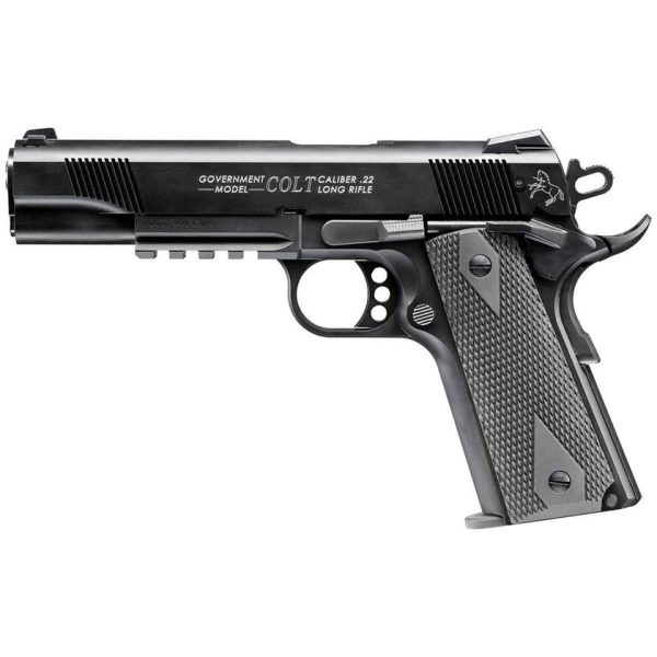 Colt 1911 Government A1 Rail Gun 22 Long Rifle 5in Matte Black Tenifer Pistol - 10+1 Rounds