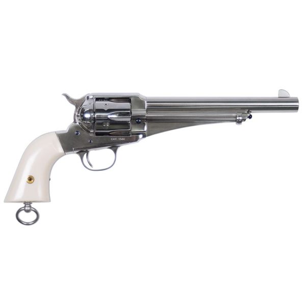 H80 1019 Uberti 1875 Single Action Army Outlaw Frank James 45 (Long) Colt 7.5in Nickle Revolver - 6 Rounds