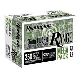 Remington Range 9mm Luger 115gr Full Metal Jacket Handgun Ammo - 250 Rounds