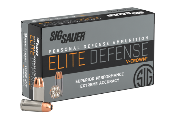 SIG SAUER 9MM, 115GR, ELITE V-CROWN, JHP - 50 count