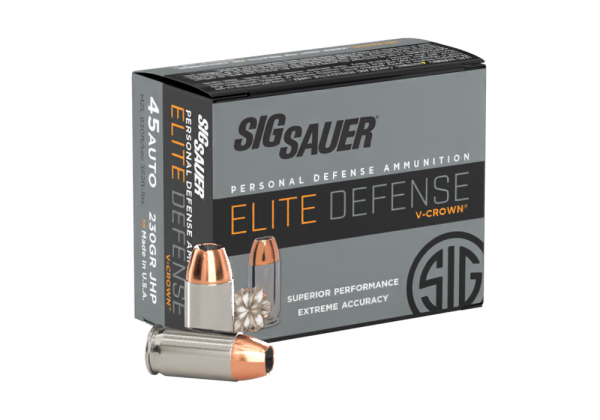 SIG SAUER 45AUTO, 230GR, Elite V-Crown, JHP