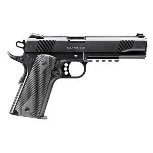Walther Colt Government 1911 Rail Gun 22 Long Rifle 5in Matte Black Tenifer Pistol - 12+1 Rounds