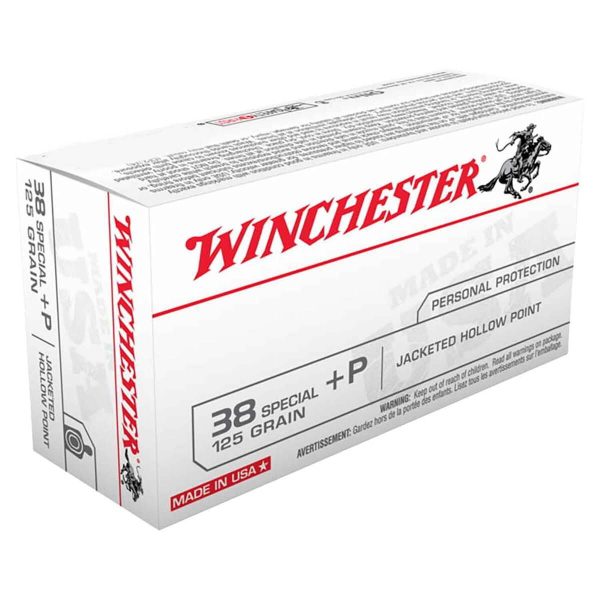 Winchester 38 Special +P 125gr JHP Handgun Ammo - 50 Rounds