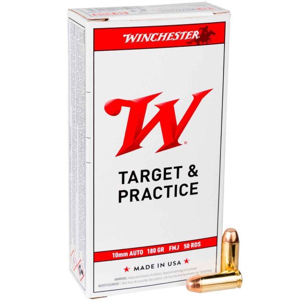 hh110 Winchester Target 10mm Auto 180gr FMJ Handgun Ammo - 50 Rounds