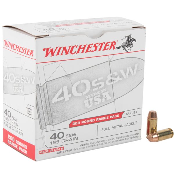 hh17 Winchester 40 S&W 165gr FMJ Handgun Ammo - 200 Rounds