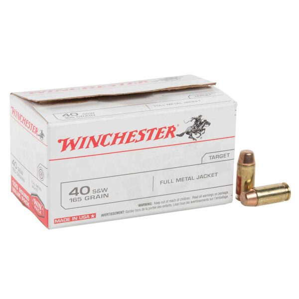 hh63 Winchester Target 40 S&W 165gr FMJ Handgun Ammo - 100 Rounds