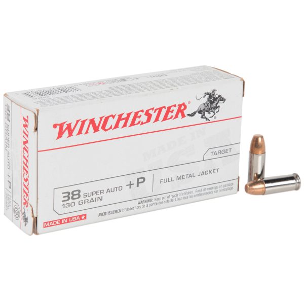 Winchester Target 38 Super Auto +P 130gr FMJ Handgun Ammo - 50 Rounds