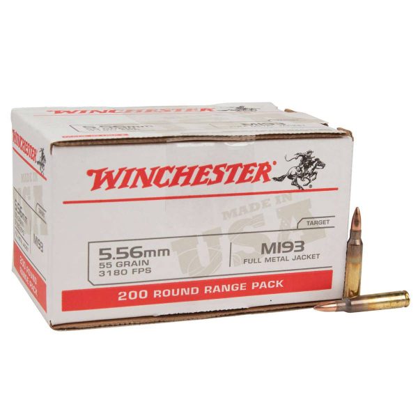 Winchester USA 5.56mm NATO 55gr FMJ Rifle Ammo - 200 Rounds