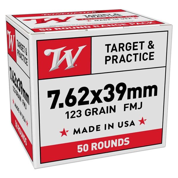 ra160 Winchester USA 7.62x39mm 123gr FMJ Rifle Ammo - 50 Rounds