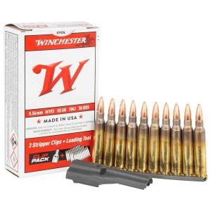 ra38 Winchester USA 5.56mm NATO Strip Clip 55gr FMJ Rifle Ammo - 30 Rounds