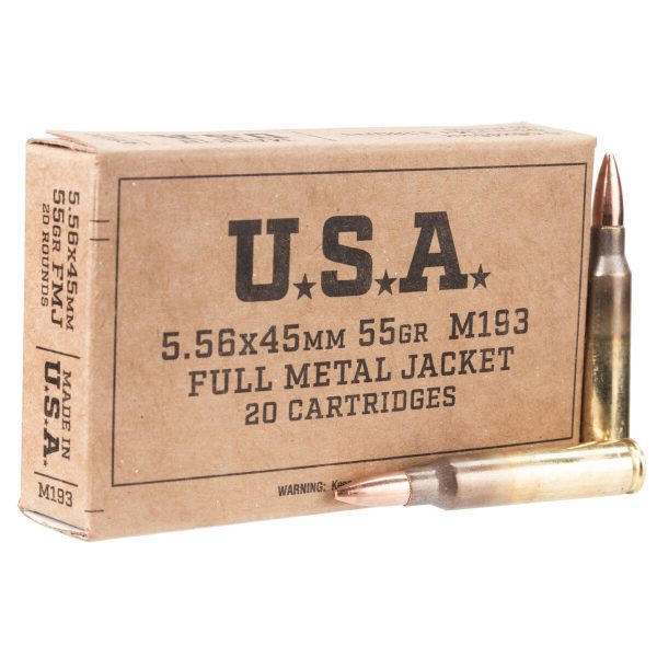 Winchester M193 5.56mm NATO 55gr FMJ Centerfire Rifle Ammo - 20 Rounds