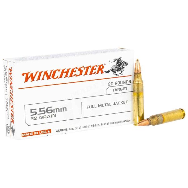 Winchester Target 5.56mm NATO 62gr FMJ Rifle Ammo - 20 Rounds