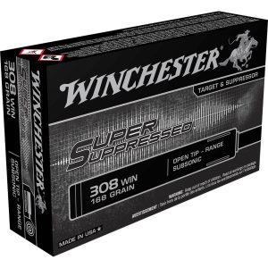 ra76 Winchester Super Suppressed 308 Winchester 168gr Open Tip Subsonic Rifle Ammo - 20 Rounds