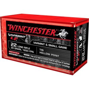 Winchester Varmint LF 22 Long Rifle 26gr Hollow Point Rimfire Ammo - 50 Rounds