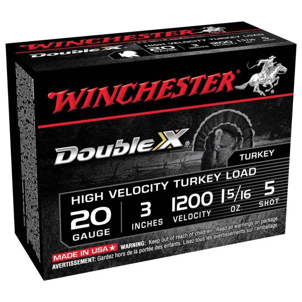 s131 Winchester Double X 20 Gauge 3in #5 1-5/16oz Turkey Shotshells - 10 Rounds