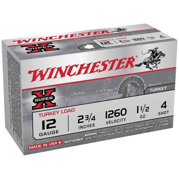 s19 Winchester Super X 12 Gauge 2-3/4in #4 1-1/2oz Turkey Shotshells - 10 Rounds