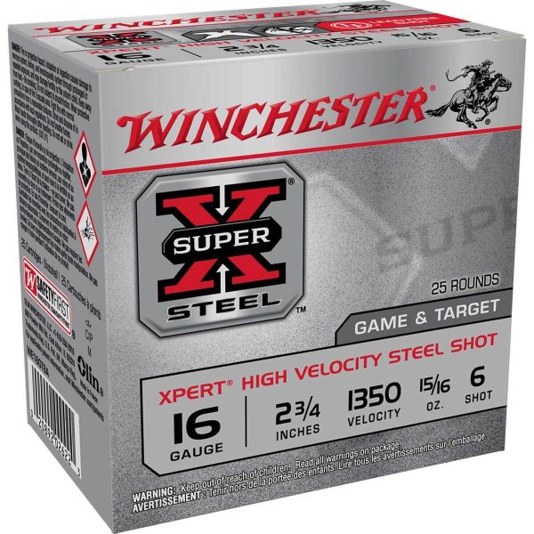 Winchester Super-X 16 Gauge 2-3/4in 15/16oz #6 Steel Shotshells - 25 Rounds