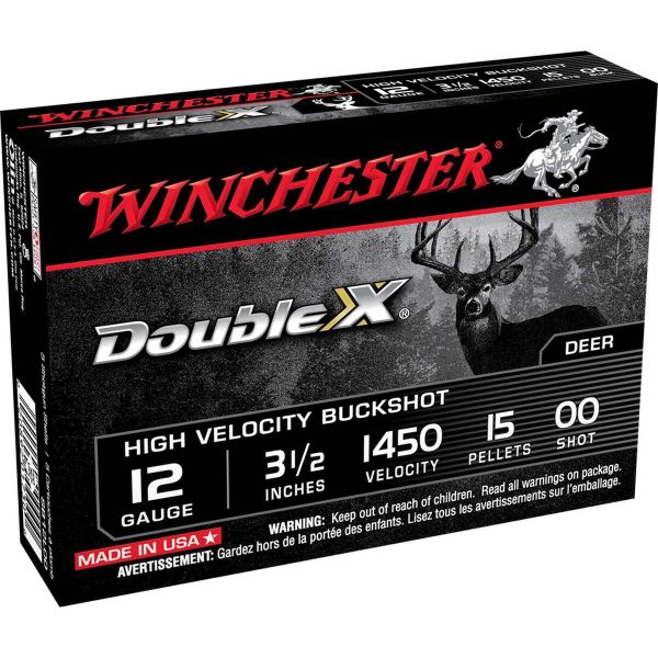 s207 Winchester Double X 12 Gauge 3-1/2in 00 Buckshot Shotshells - 5 Rounds