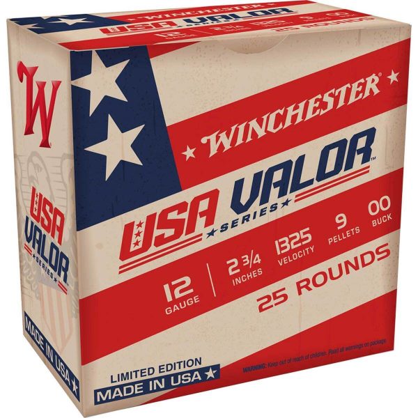 s301 Winchester Valor Series 12 Gauge 2-3/4in 00 Buck Shotshells - 25 Rounds