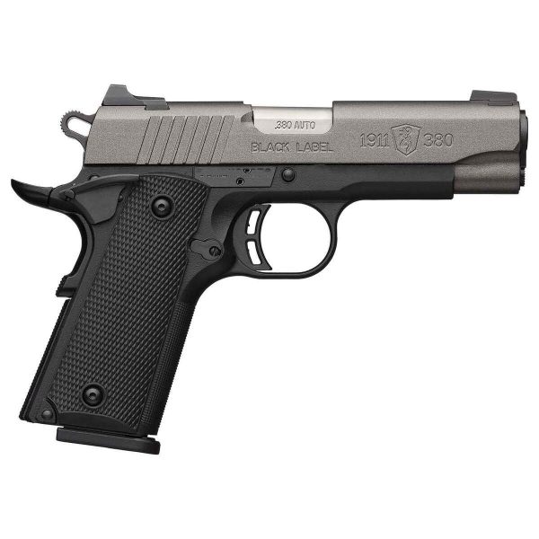 B85 1663 Browning 1911 Black Label Pro Compact 380 Auto (ACP) 3.63in Matte Black Tungsten Cerakote Pistol - 8+1 Rounds