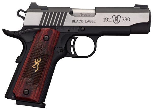 Browning 1911-380 Black Label Medallion Pro 380 Auto (ACP) 4.25in Blackened w/ Silver Polished Flats Pistol - 8+1 Rounds