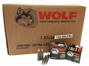 W12 7.62x39 Ammo 122gr FMJ Wolf Performance 1000 Round Case