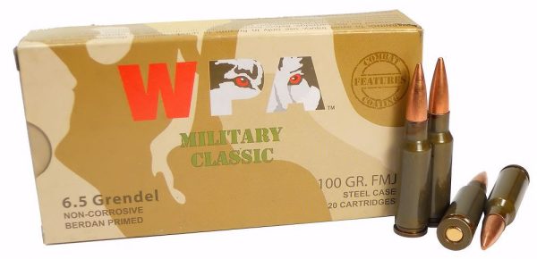 6.5mm Grendel Ammo 100gr FMJ Wolf WPA Military Classic 20 Round Box