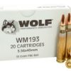 5.56x45 Ammo 55gr FMJ Wolf Performance, WM193 Brass Cased 20 Round Box