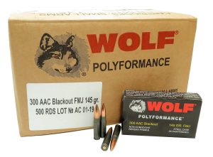 W21 300 AAC Blackout Ammo 145gr FMJ Wolf Polyformance 500 Round Case