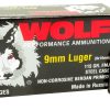 9mm 9x19 Ammo 115gr FMJ Wolf Performance 50 Round Box