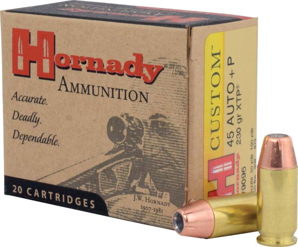 hh26 Hornady Custom .45 ACP +P 230 Grain eXtreme Terminal Performance Centerfire Pistol Ammunition